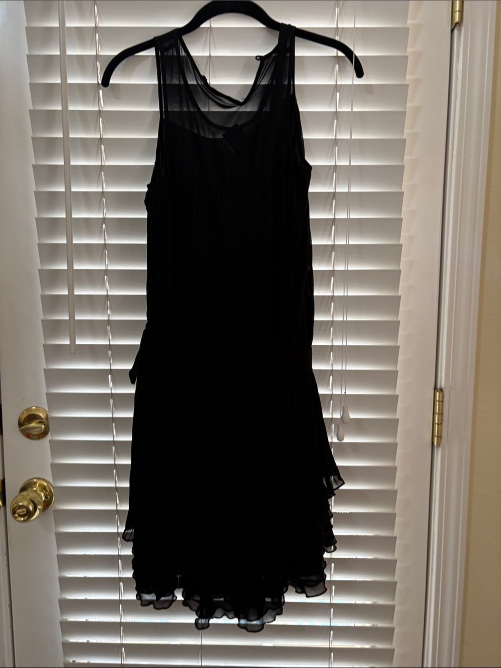 MM Couture Black Sleeveless Chiffon Midi Dress